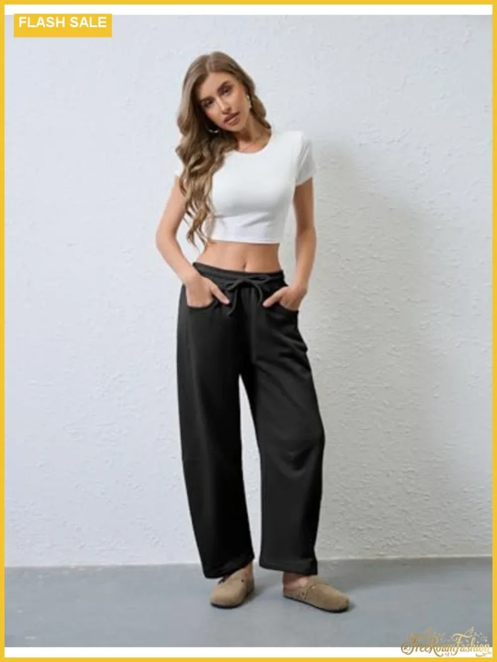 High-Rise Wide Leg Sweatpants Barrel Balloon with Pockets